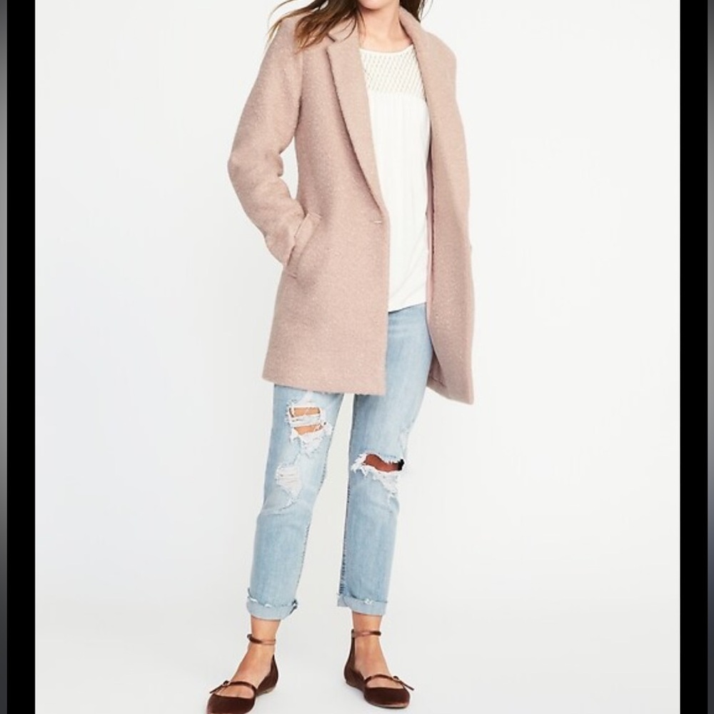 Old Navy Textured-Bouclé Everyday Coat size medium pink